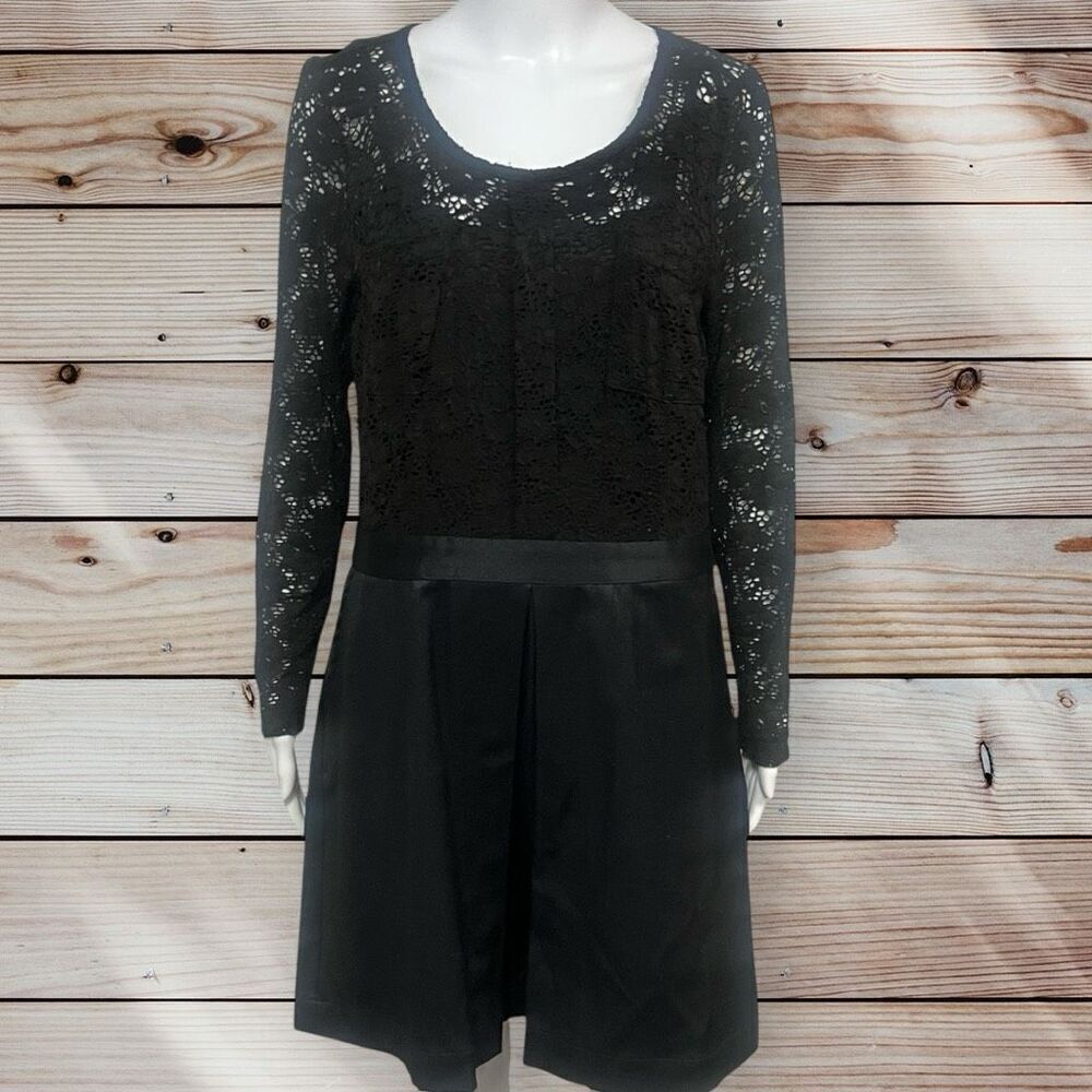 Princess Vera Wang Black Long Sleeve Lace Top Solid Bottom Dress Sz 13 Gothic Wi